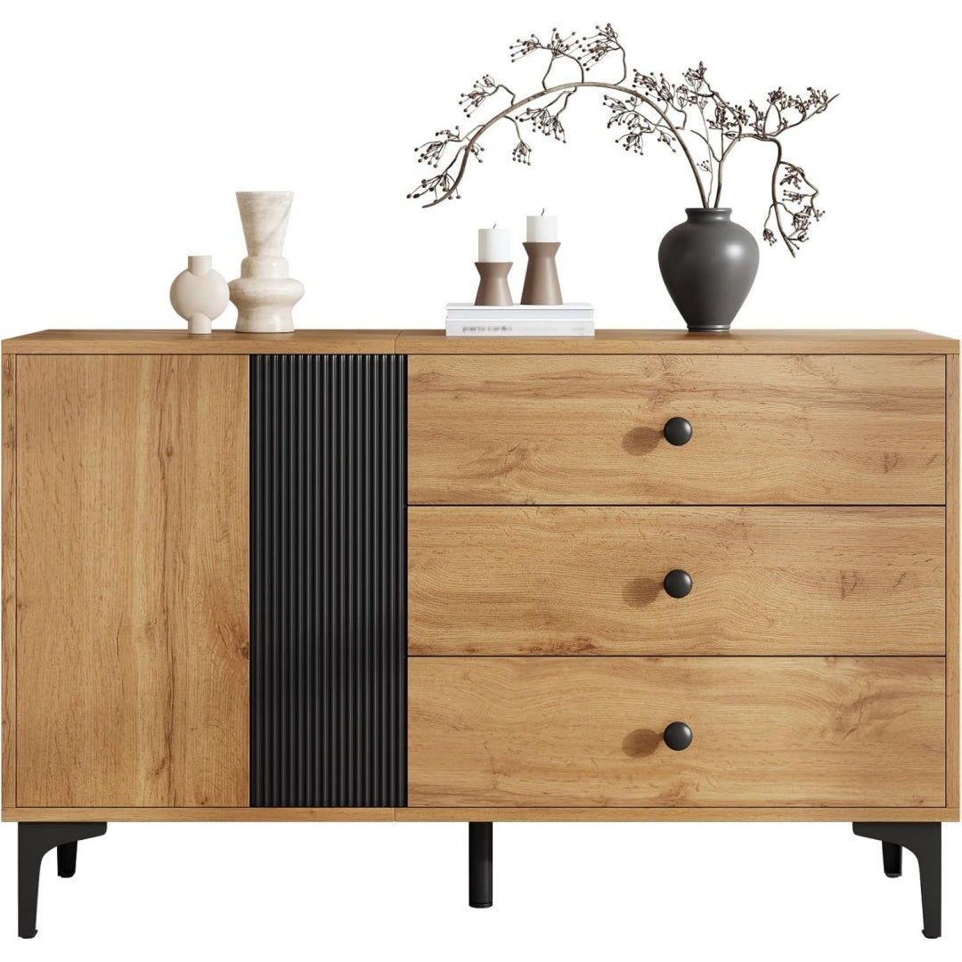 Buffet design scandinave, teinte marron finition bois