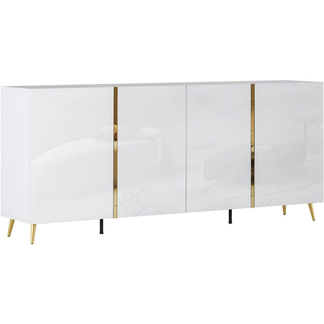 Buffet moderne gris clair compartiments ouverts