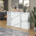 Buffet en MDF gris clair, quatre portes, etageres modulables