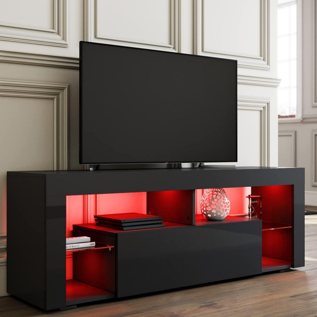 Meuble tele gris fonce 140 cm, gain de place