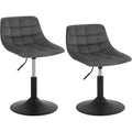 Tabouret rembourre allure contemporaine gris fonce en velours, siege pivotant