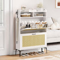 Bois et metal, armoire a chaussures gris clair style moderne