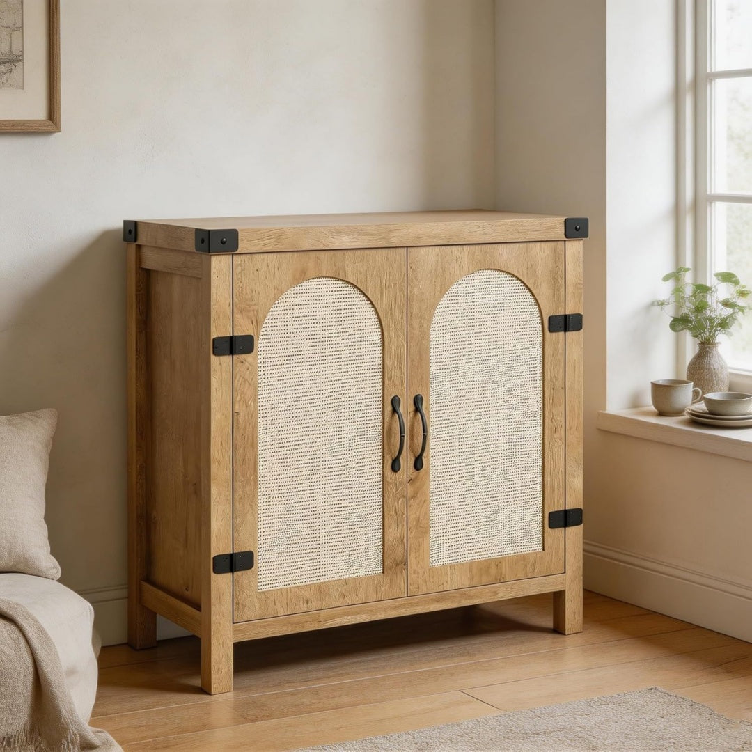 Buffet beige metal, 80 cm de large a 2 portes