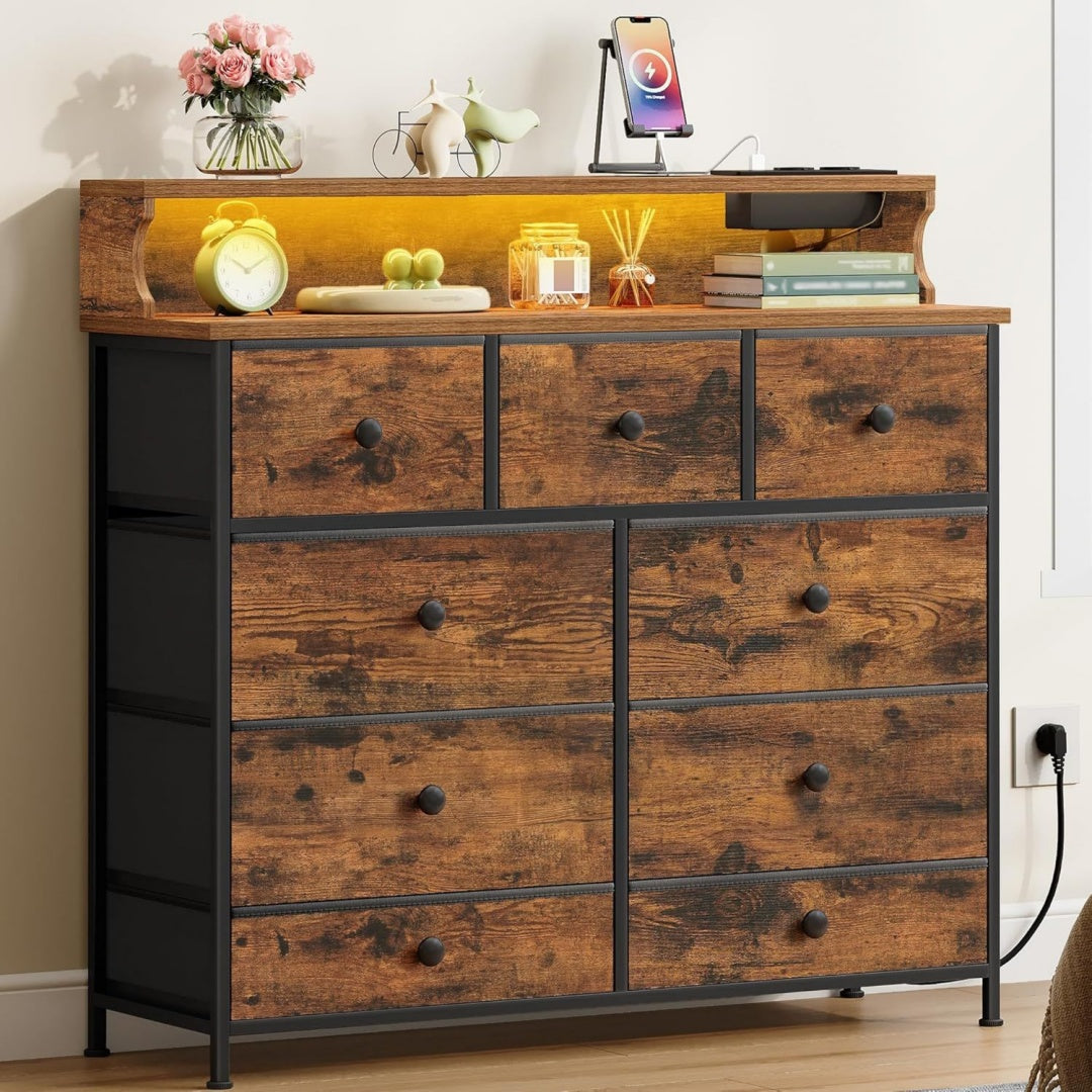 En acier commode marron avec eclairage LED