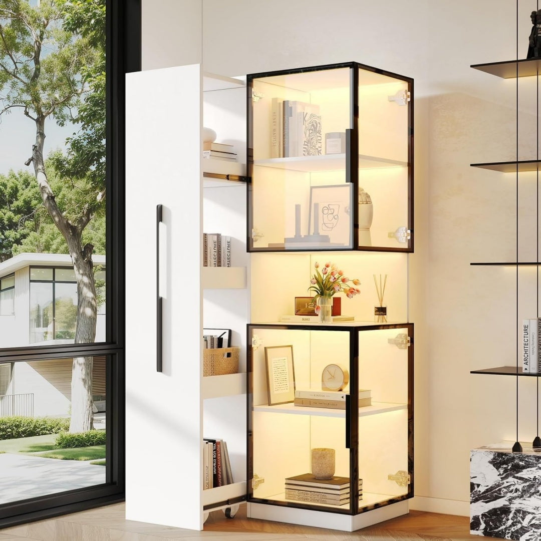 Vitrine beige, 70 x 38 x 160 cm, contemporain