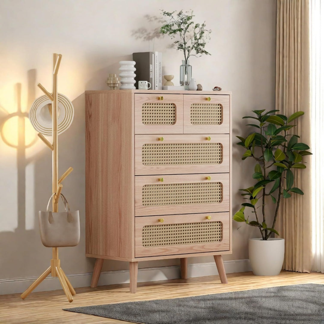 Marron commode en bois massif style scandinave
