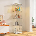 Vitrine beige, verre, 36.5 x 80.2 x 164 cm, rangement intelligent