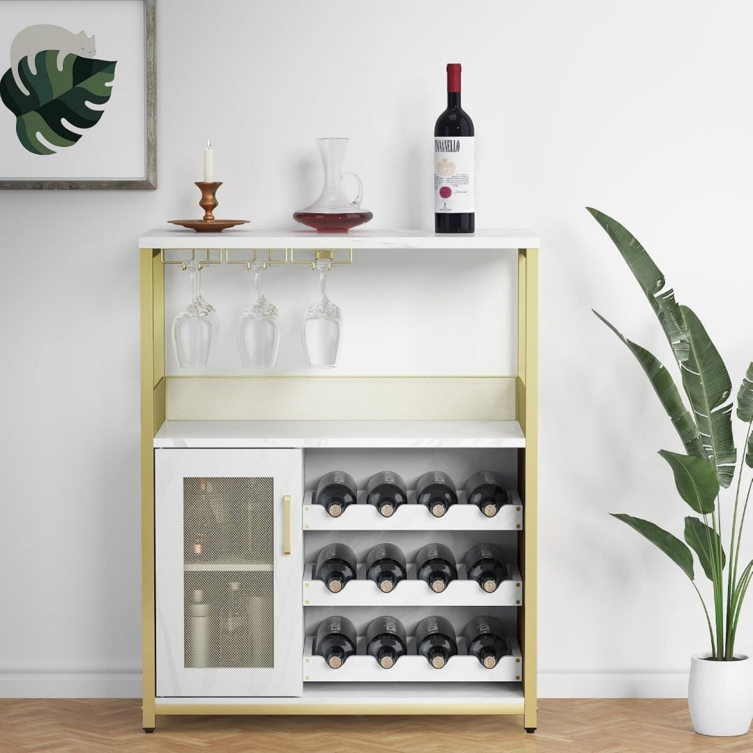Casier a bouteilles contemporain en MDF et metal