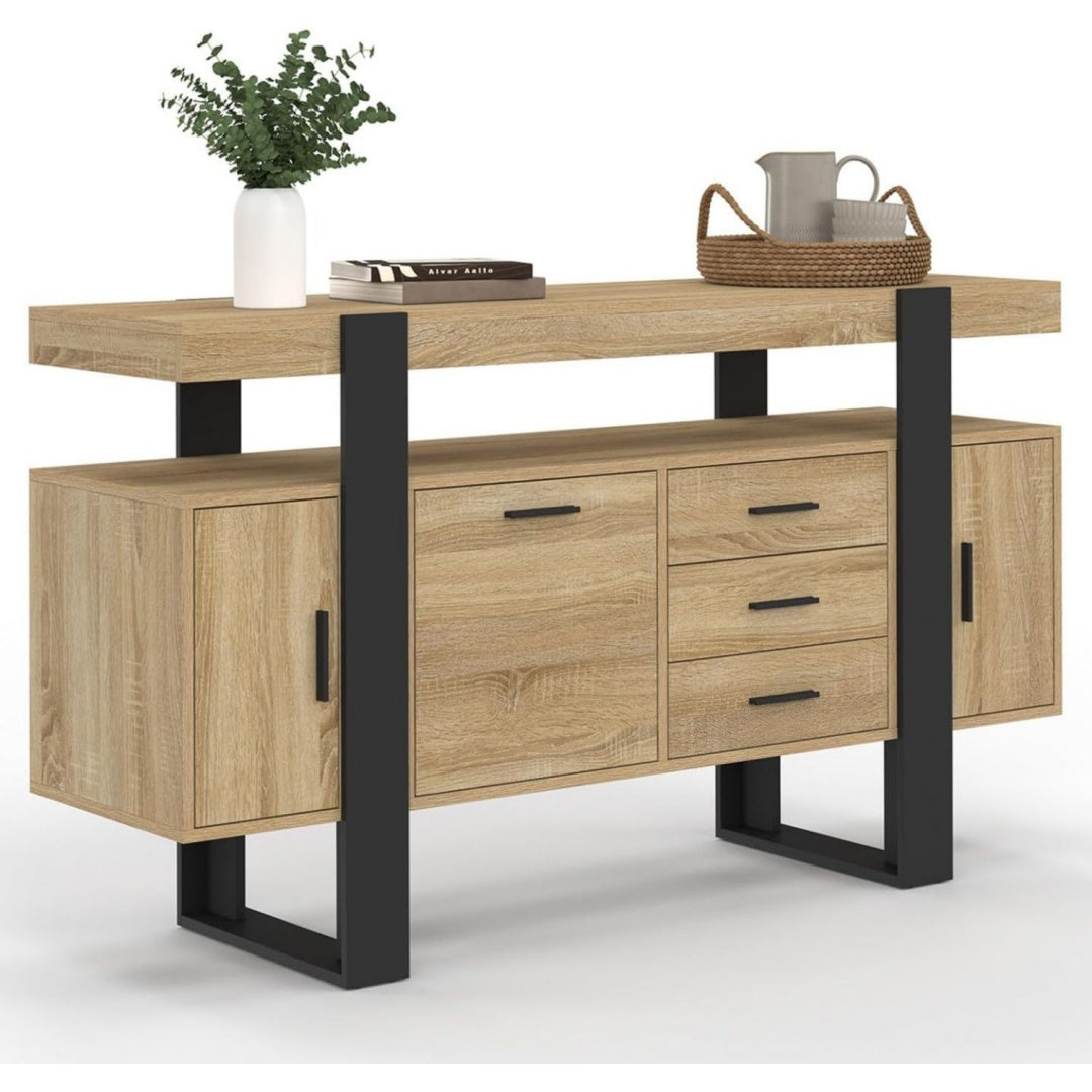 elegant bahut beige style industriel en bois