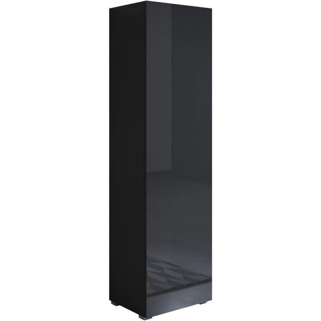 Fabrication soignee, meuble de rangement bas noir en verre