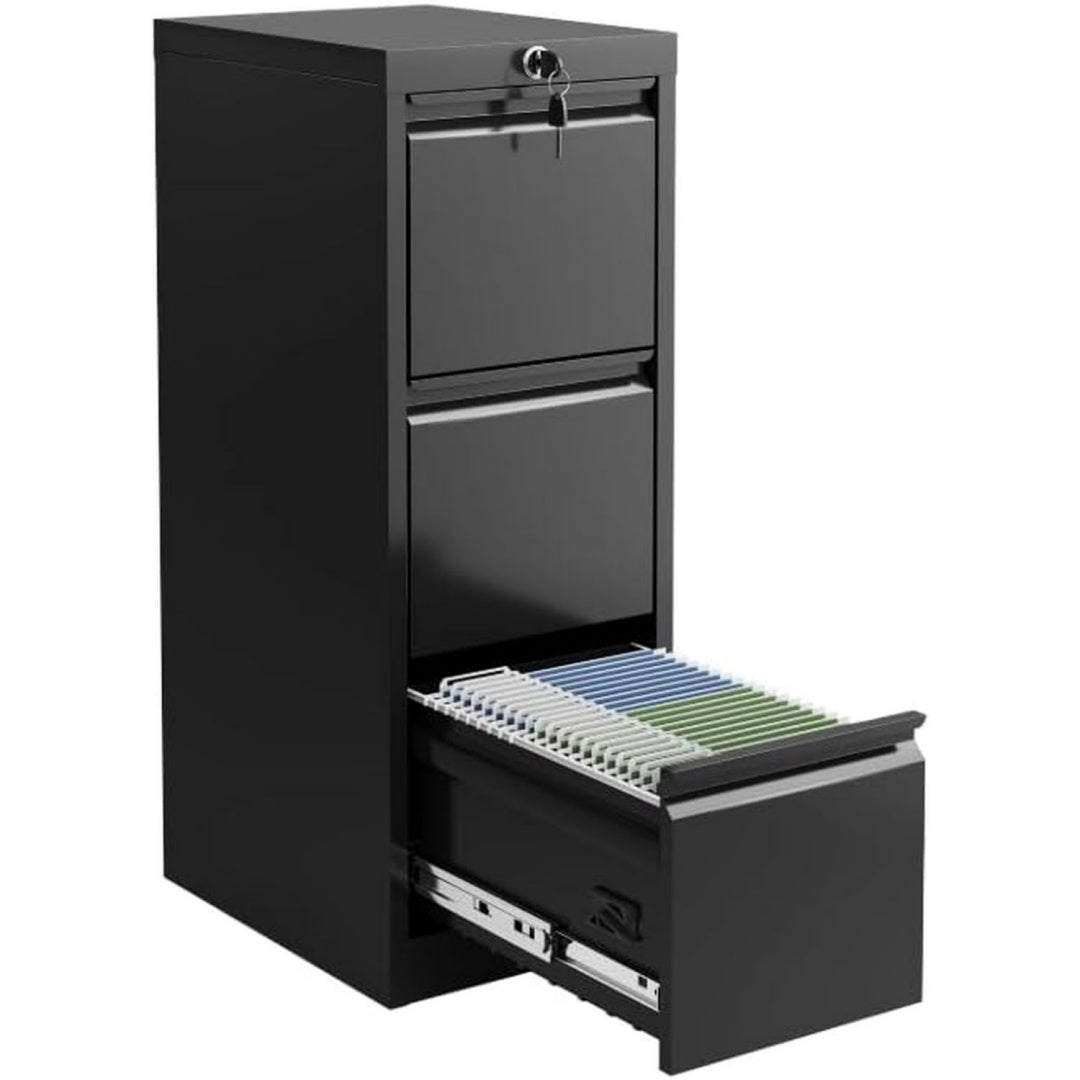 Espace optimise, meuble de rangement noir en metal 3 tiroirs