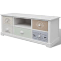 Commode gris clair 5 tiroirs rustique