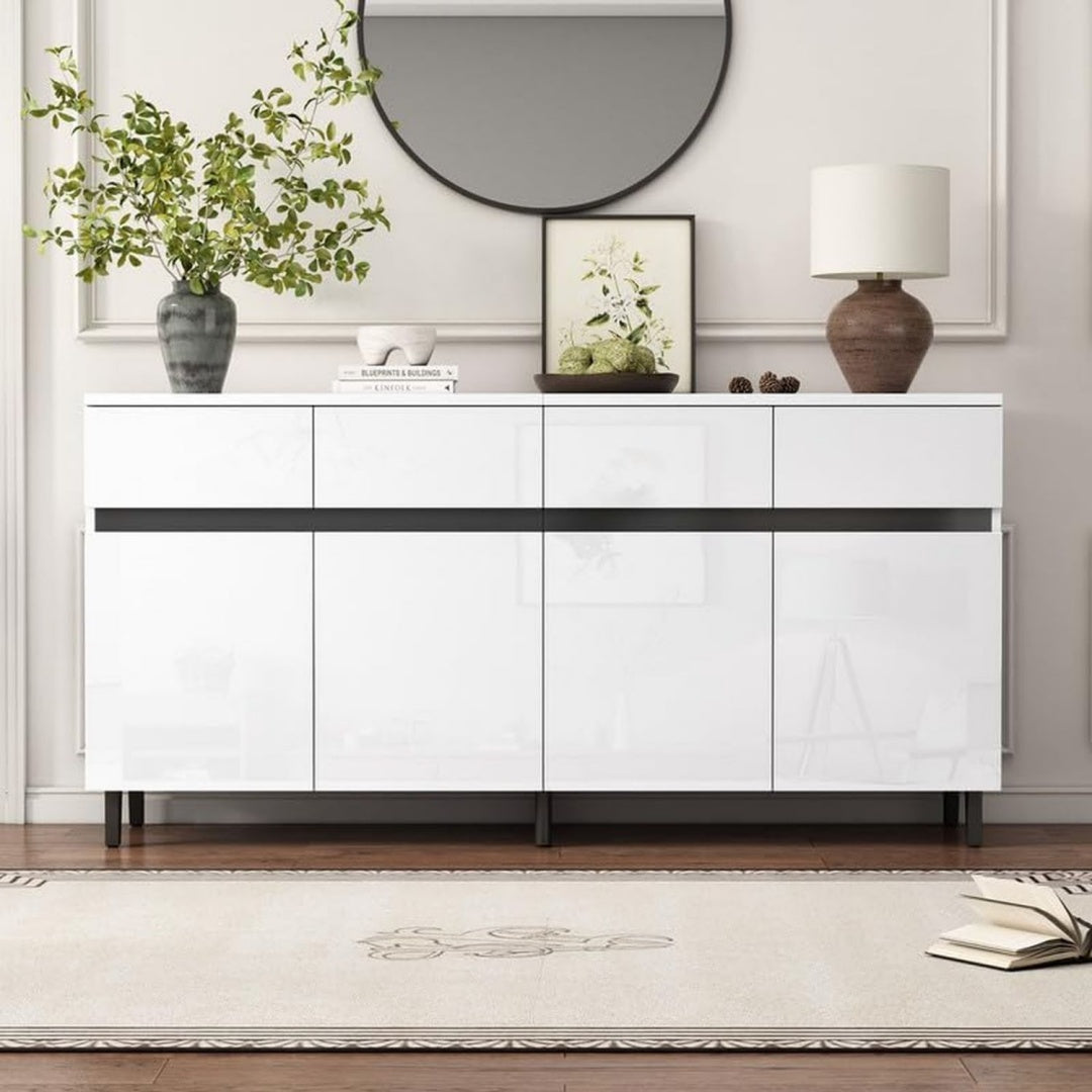 Grand buffet avec 4 tiroirs et des etageres reglables en hauteur