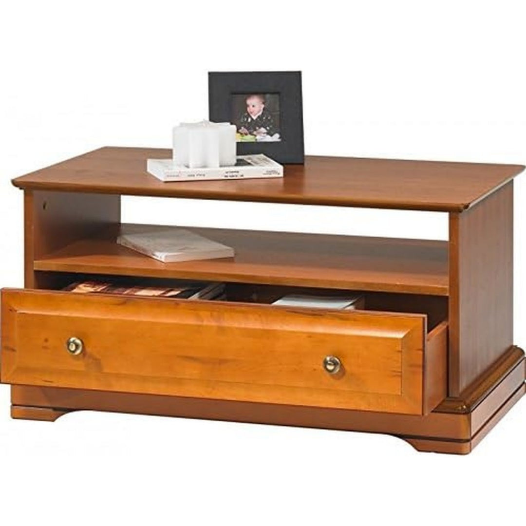 Belle table basse en metal et merisier