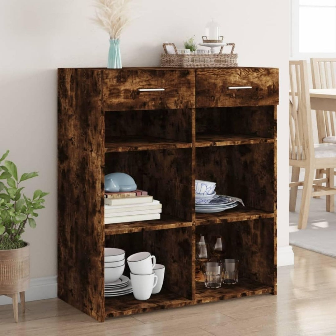 Buffet marron fonctionnel securite renforcee 2 tiroirs