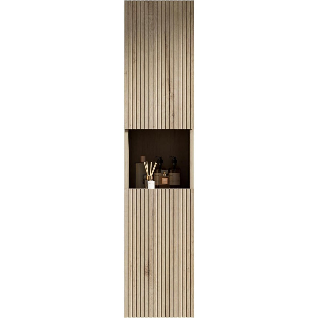 Format compact, meuble suspendu marron en bois gain de place