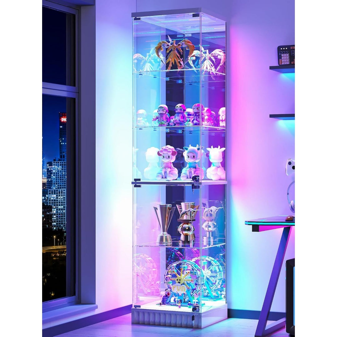 Vitrine moderne verre bleu 36 x 40 x 170 cm