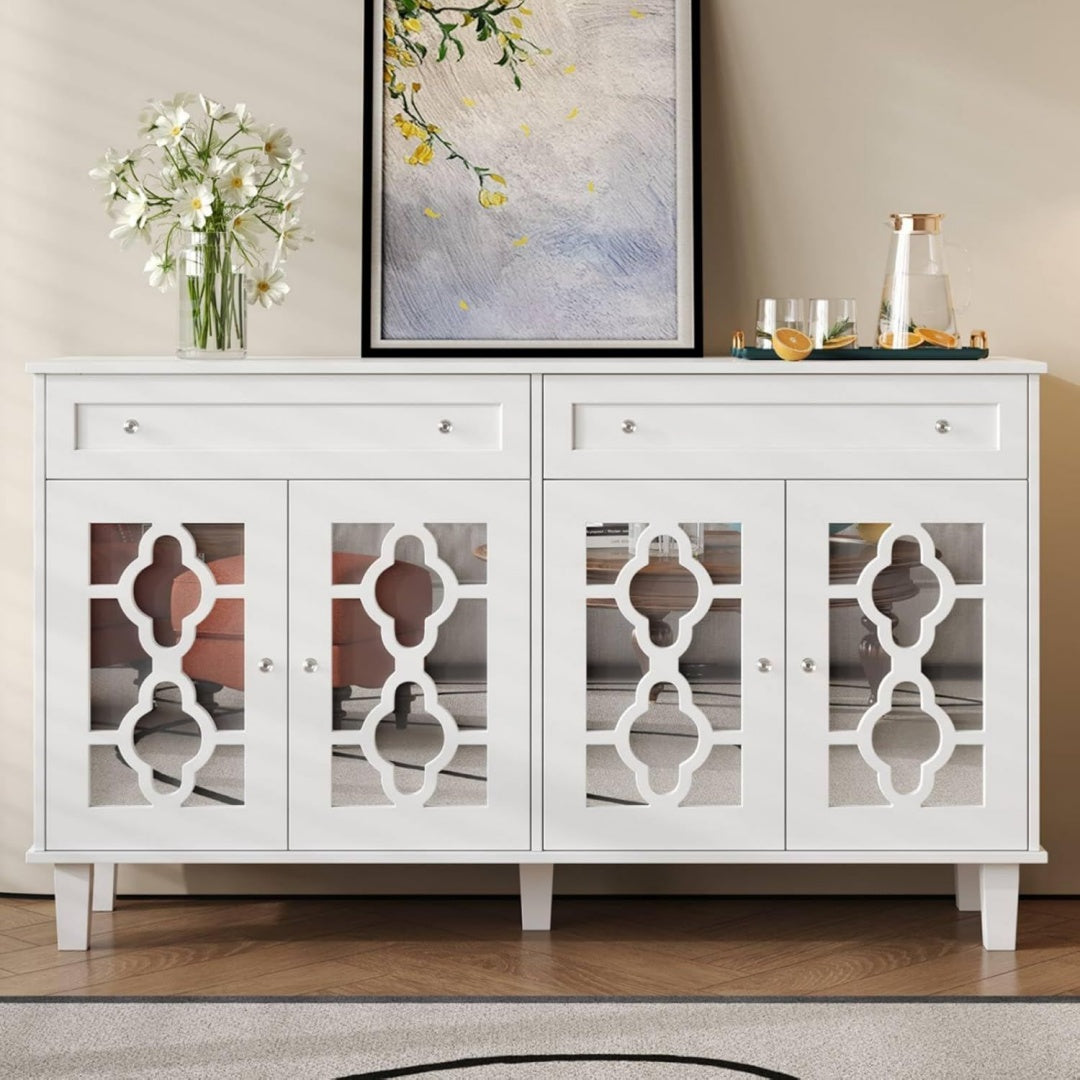 Buffet gris clair esprit vintage