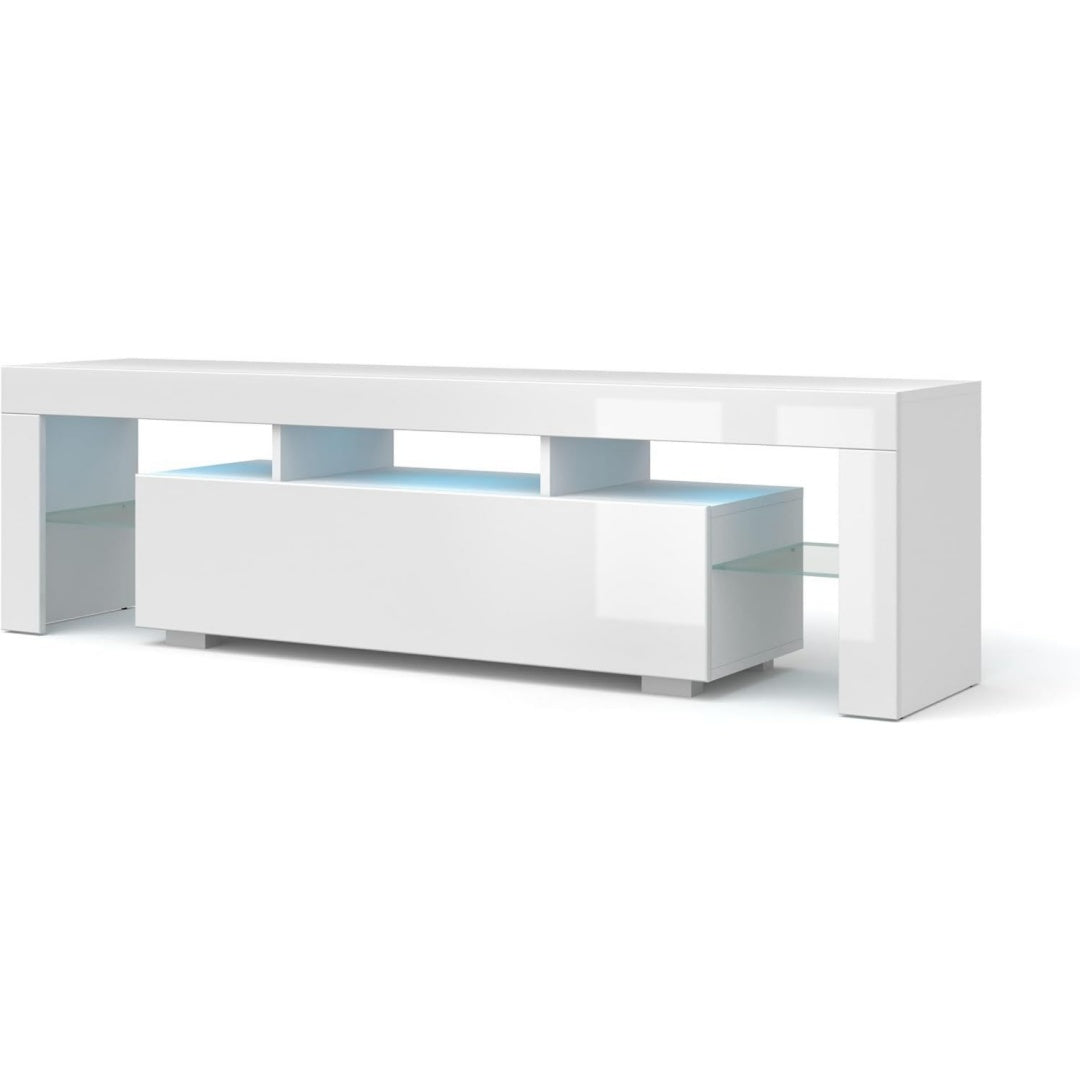 Meuble tele gris clair metal 160 cm, rangement design moderne
