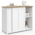 Buffet gris clair 2 etageres reglables, bois ingenierie et style contemporain