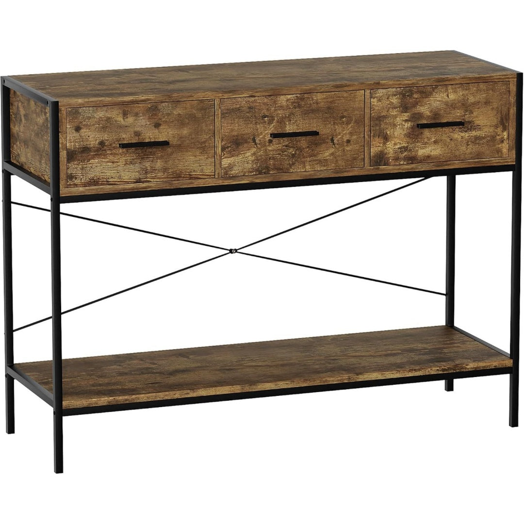 Console design industriel marron en bois