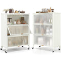 Armoire colonne gris clair, roulettes, rangement multifonction