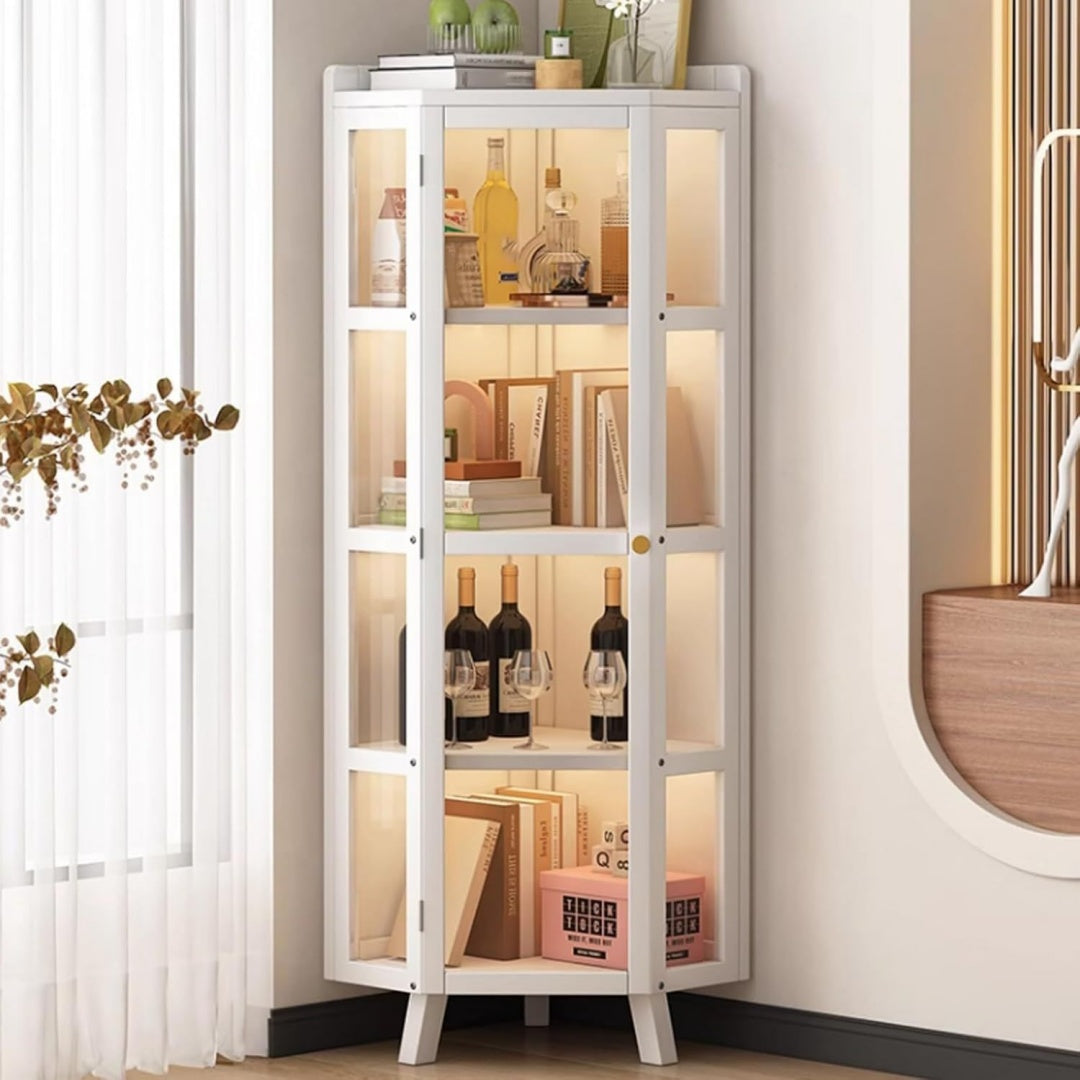 Armoire structure metallique gris clair a portes vitrees